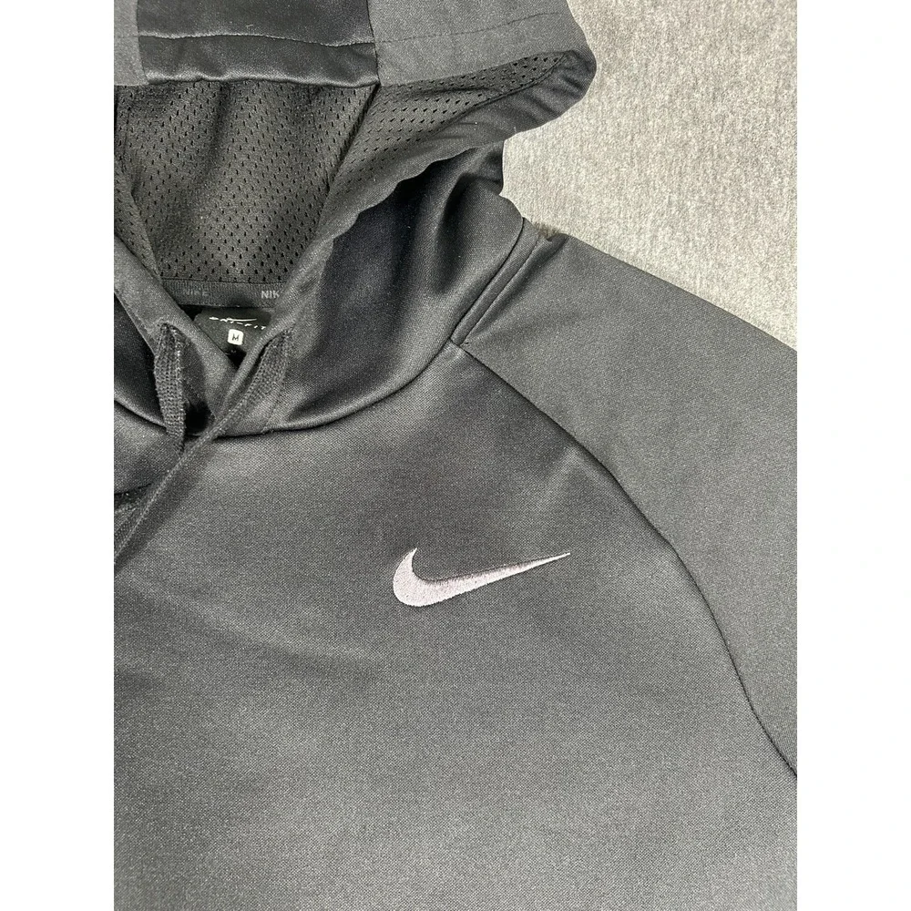 Nike Dri-Fit Mens Black Pullover Hoodie Athletic Drawstring Casual Wear M